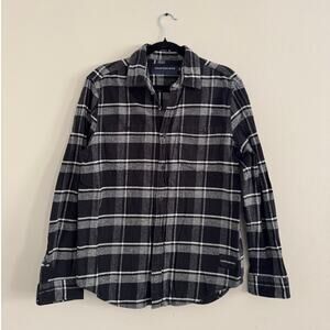 Men's Calvin Klein Jeans Black and Grey Tartan Plaid Flannel size M Preppy Boho